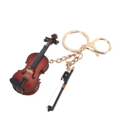 Miniature Violin Car Keychain, Mini Music Instrument Keyring