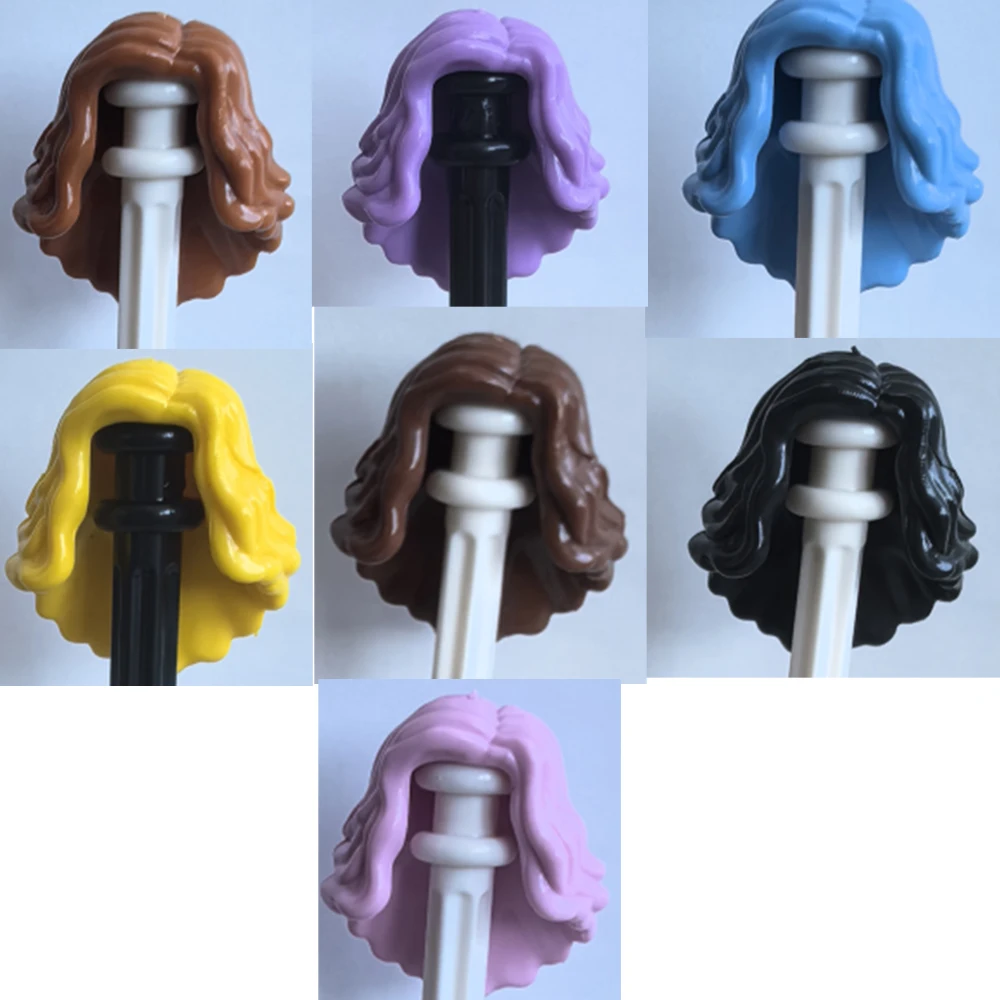 5個入り MOC シティ ヘアスタイル 組み立てブロック フィギュア ボディパーツ カラフル ブラック ロング カール ストレートヘア パズル 友達 DIY おもちゃ ギフト A035