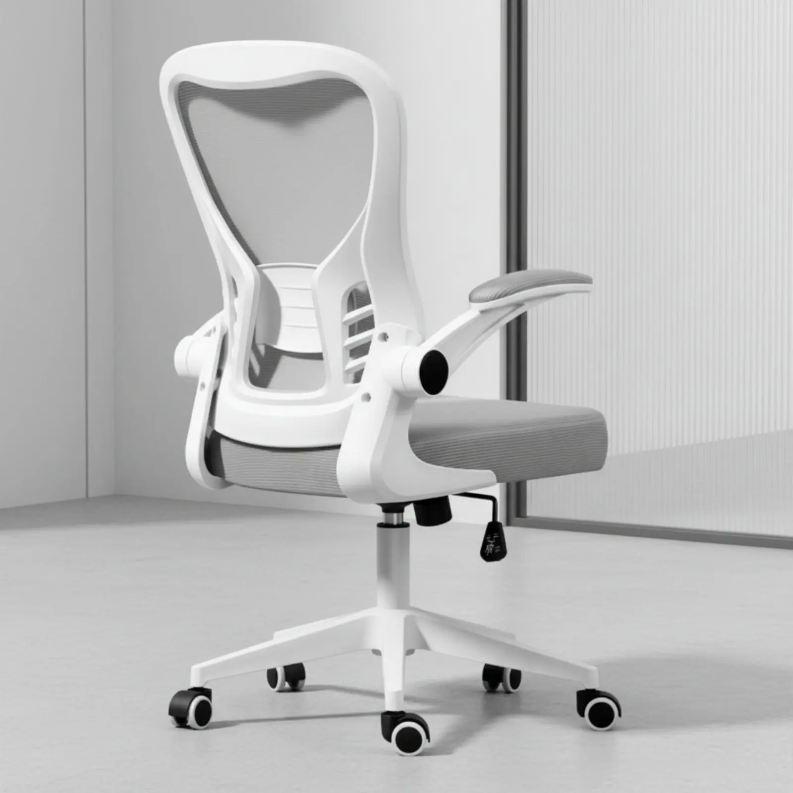 Ergonomic Office Chair Reclining Backrest Adjustable Computer Chair Flip-up Armrests Space-Saving for Study