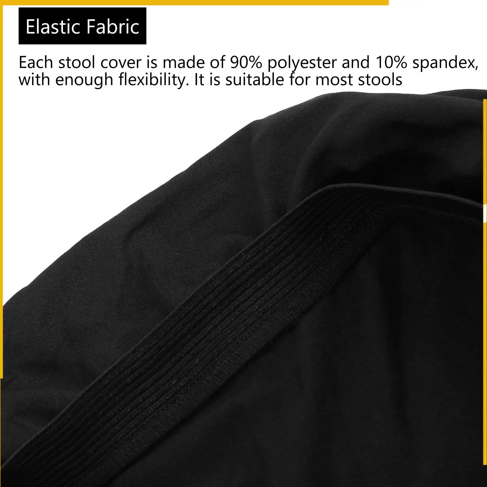 

A92P 4 Pack Round Bar Stool Covers - Super Soft And Washable Elastic Stool Cushion Slipcover For Bar 12-14 Inch Chair-Black