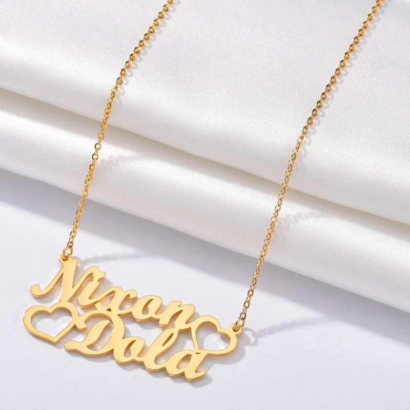 Collar de corona personalizado con doble nombre para mujer, joyería fina de acero inoxidable de alta gama, colgante personalizado, regalo de fiesta