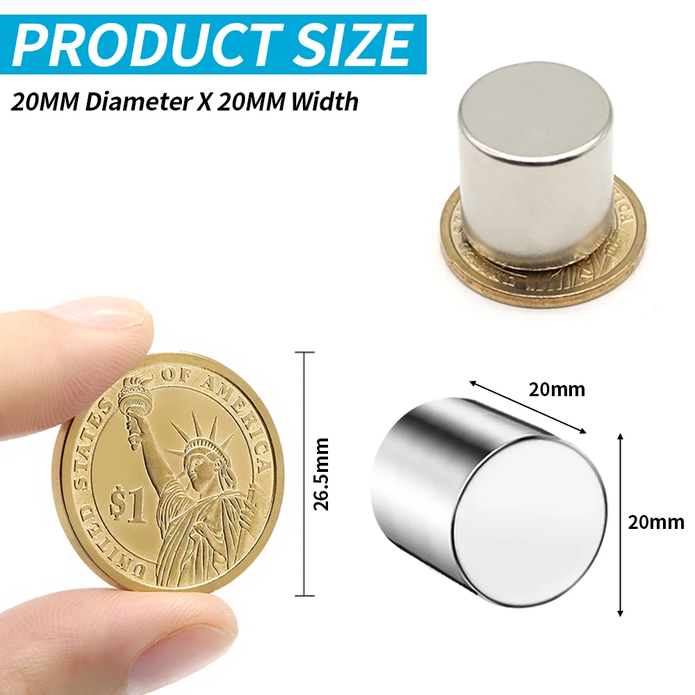 1/2/5Pcs 20x20 Super Strong Magnet 20mm X 20mm Round Magnetic NdFeB Neodymium magnet N35 Powerful Disc imanes 20*20