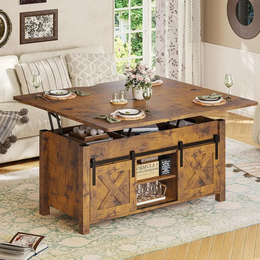 

Lift Top Coffee Table, 4 in 1 Convertible Coffee Tables with Storage and Hidden Compartment for Living Room