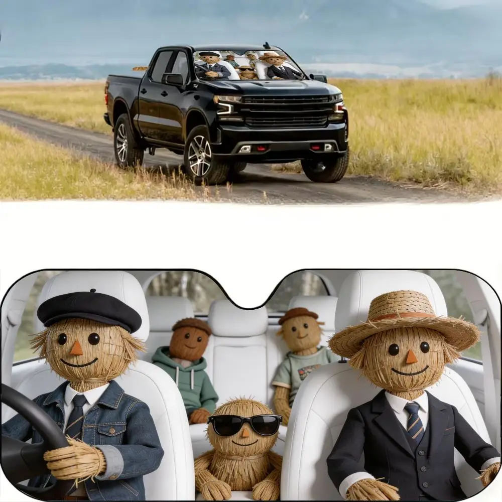 

Scarecrow Car Crew Sun Visor Reusable Aluminum Foil Windshield UV Protection Heat Insulation Cover Foldable Sun Visor Shade