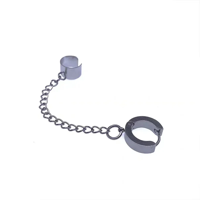 personality Titanium steel earrings for women with cold and cool air chain earrings without ear holes, ear clips, gift