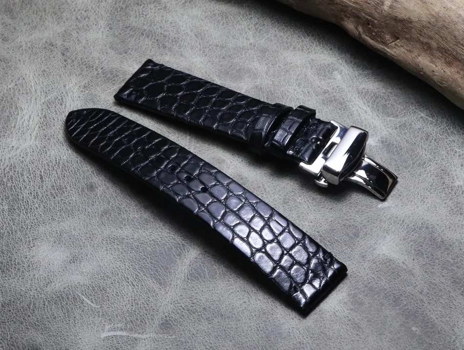 16mm 18mm 19mm 20mm 21mm 22mm Thin Style Butterfly buckle Strap Soft Crocodile Skin Genuine Leather Luxury Watch Bands Bracelet