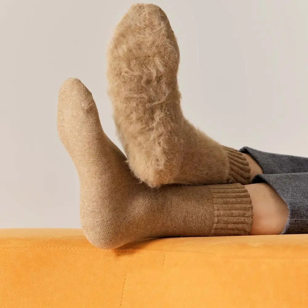 3 pares básico simples engrossar meias quentes de pelúcia outono inverno meias de lã térmica meias tubo médio meias de caxemira masculino menino