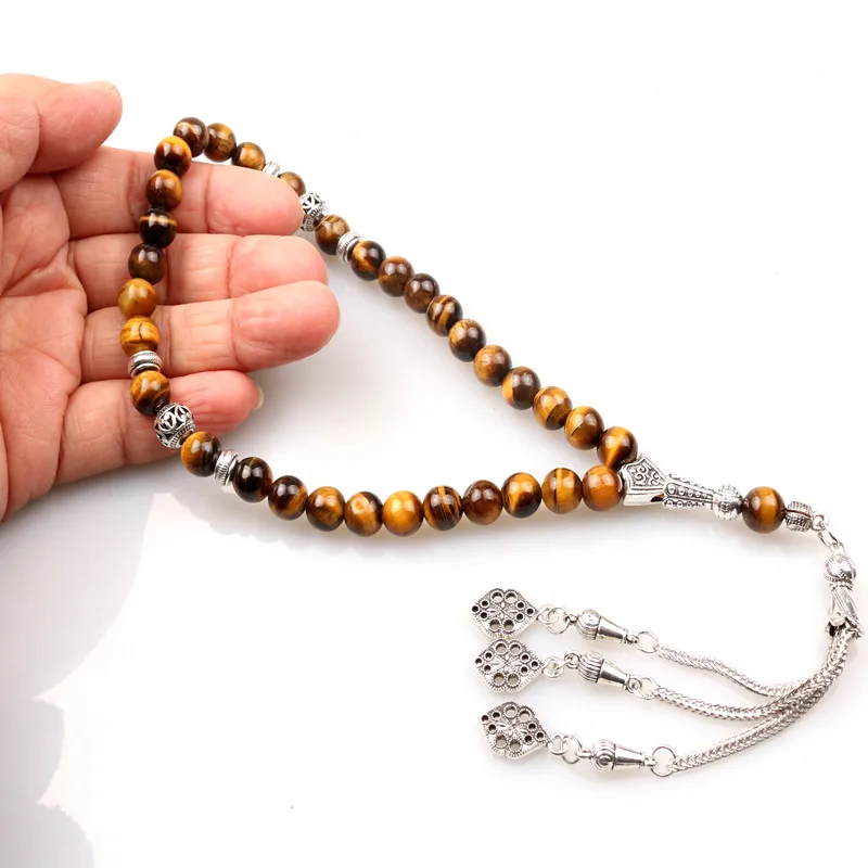 Tasbih Premium Muslim Prayer Beads Made with 8mm Natural Stone Beads for Daily Misbaha and Meditation