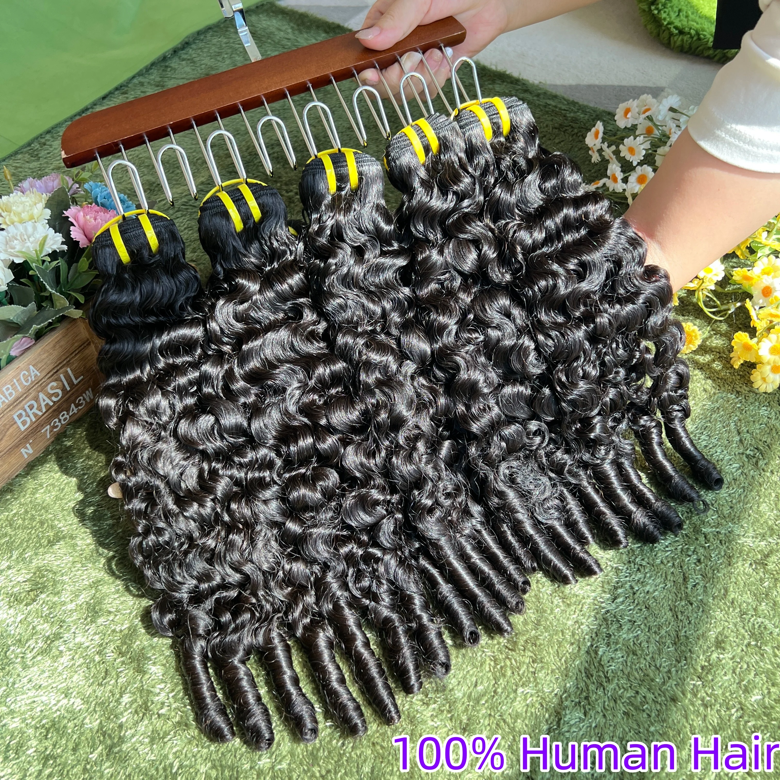 Burmese Curly Hair Bundles Pixie Curly Bundles Human Hair Virgin Water Wave Human Hair Bundles Weave 1/3/4Pcs Natural Black