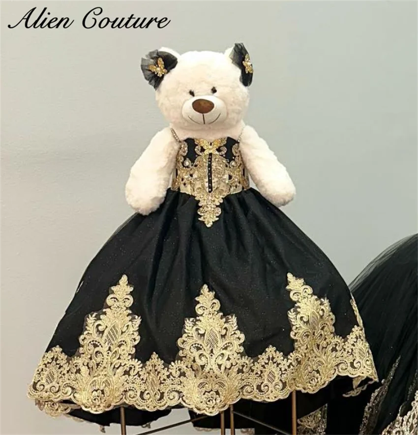 

Black Tulle Special Link For Personalized Quinceanera Teddy Bear Dress Gold Lace Appliques Bear Not Included Customized