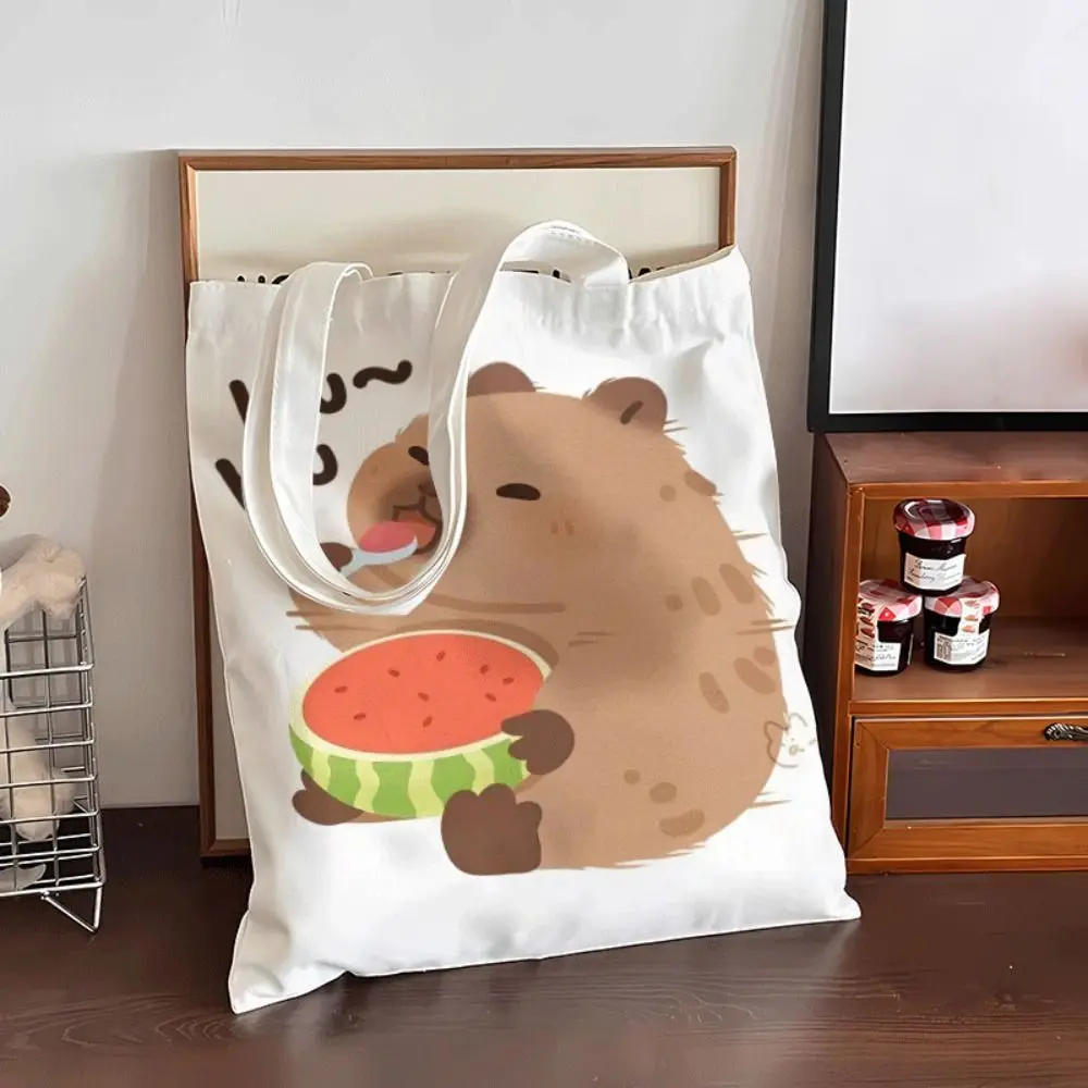 

School Bag Capybara Canvas Bag Commute Bag Underarm Bag Capybara Single Shoulder Bag Tote Bag Large Capacity Capybara Handbag