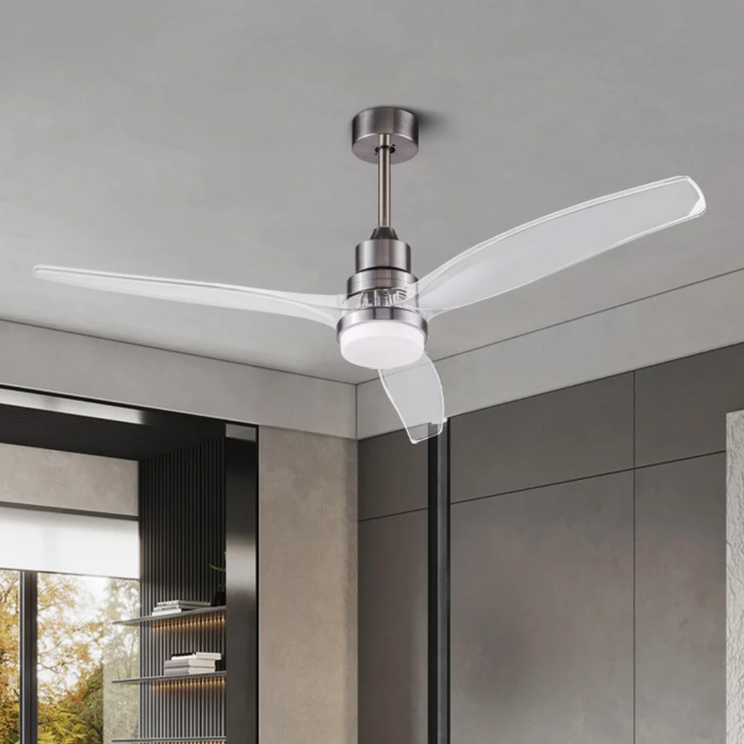 52 inch Fan Light Transparent Blade Variable Frequency Intelligent Fan Light Living Dining Room Bedroom Ceiling Fan Light