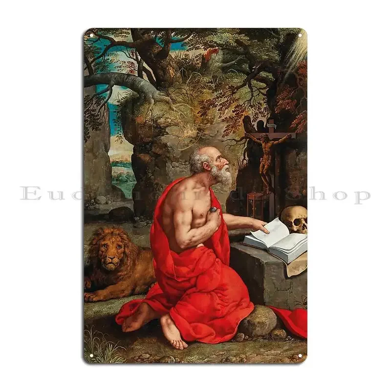 The Penitent Saint Jerome Antwerp Master 1590 Renaissance Christian Art Metal Sign Cinema Printing Living Room Tin Sign Poster