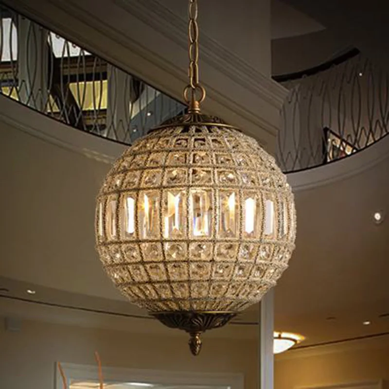 

Modern Luxury Spherical Silver LED Crystal Metal Frame Pendant Light Dining Room Bedroom Decoration Indoor Hanging Home Fixtures