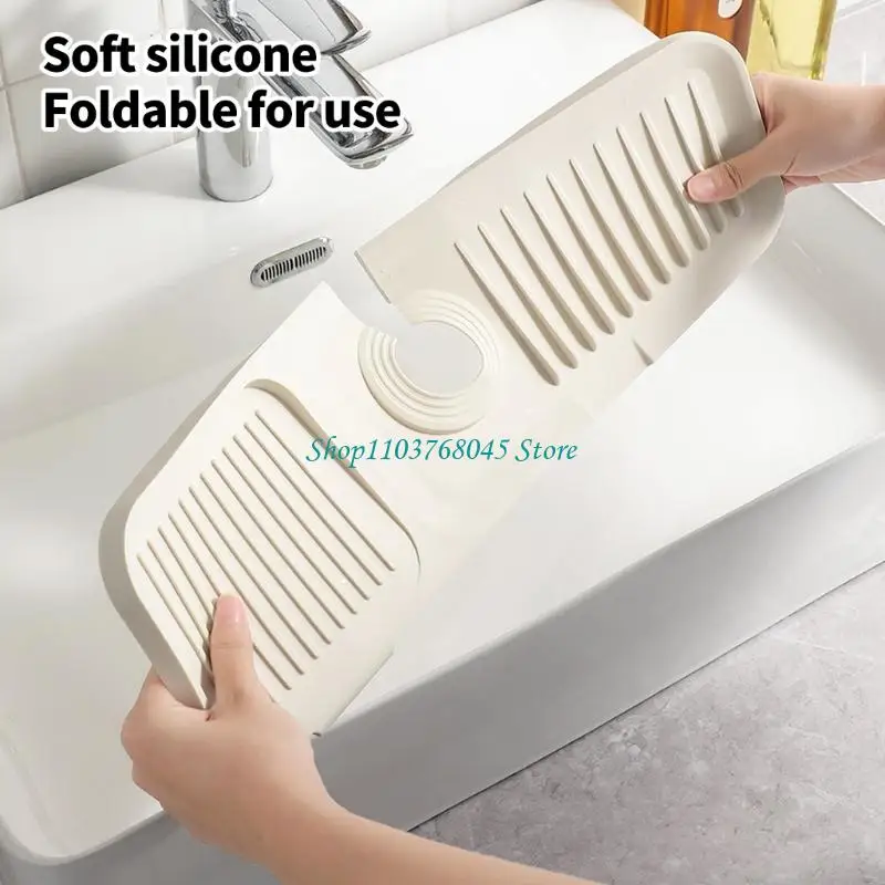 R53F Practical Kitchen Counter Drain Mats Waterproof Splashes Guards With Elevated Storage Platform Water Splashes Guards