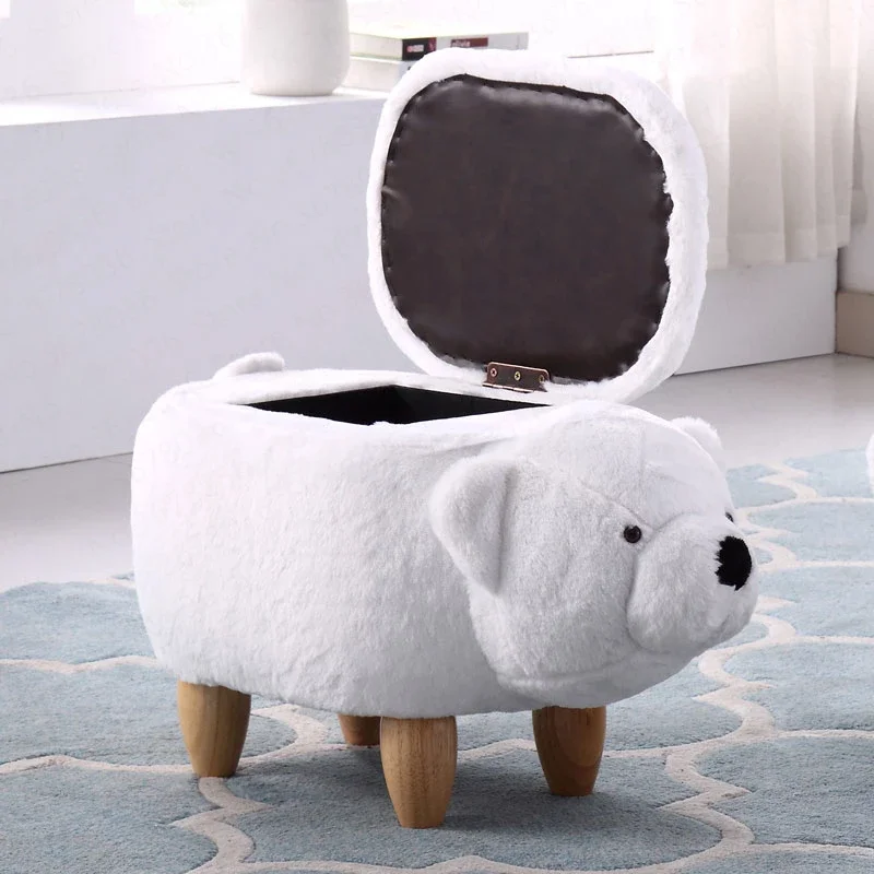 

Creative Bear Shoe Bench, Solid Wood Sofa Stool, Home Storage Footstool, Kids Furniture, Stylish Design，Playful Seating Solution