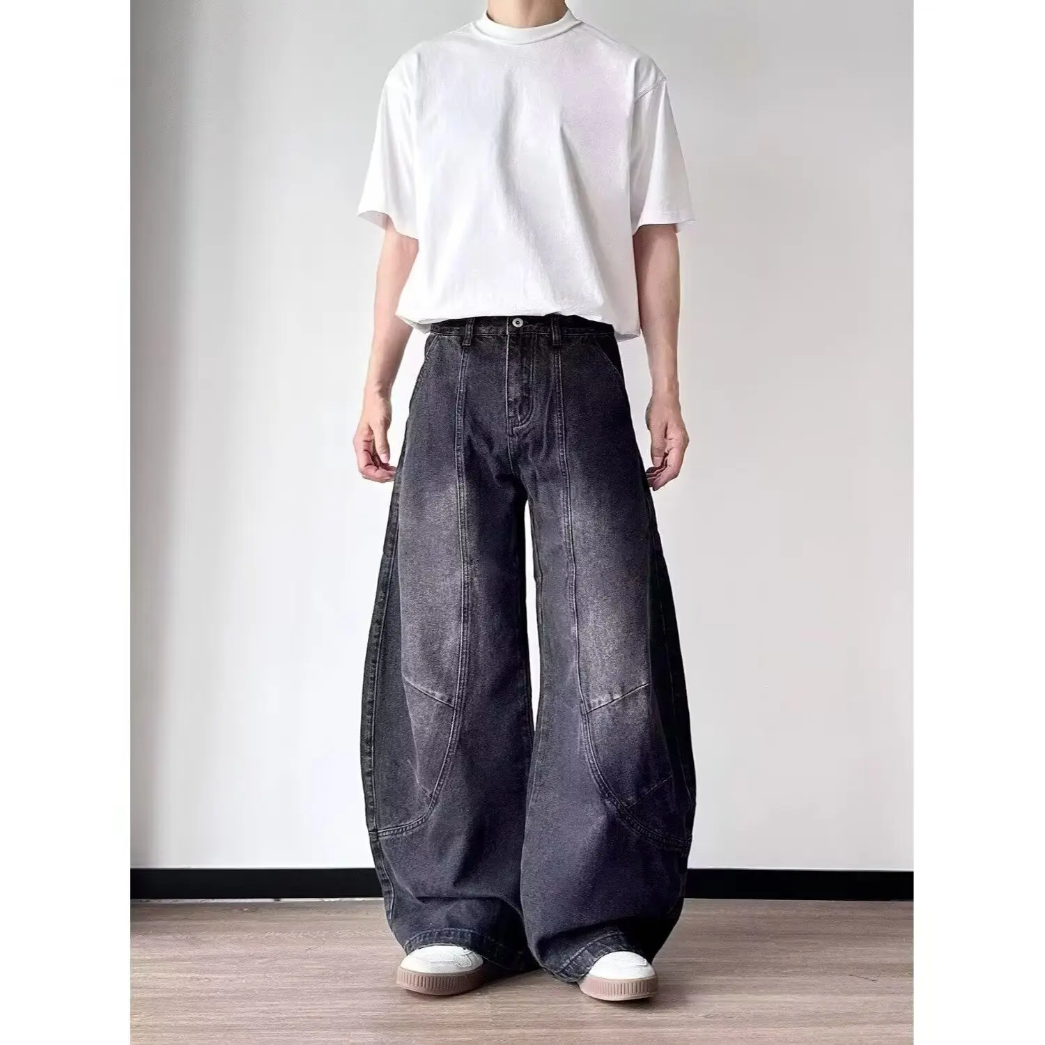 Pants Loose Jeans Jeans Big Size US Vibe High Fashion Mixed Curved Blade Trousers Male Fall Winter Unique Wide Leg Denim