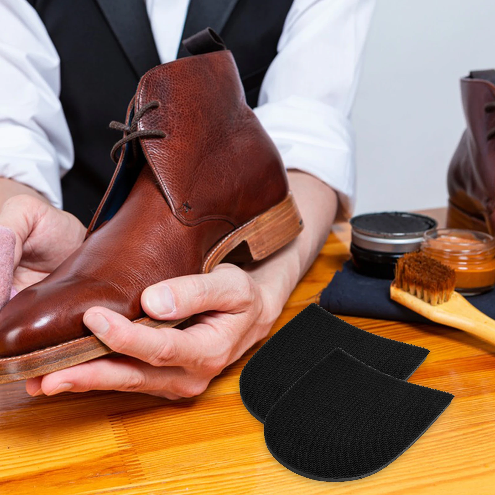 

1 Pair Black Rubber AntiSlip Sole Heel Patch for Shoes Sturdy Material LongTerm Use Easy Application Comfortable Wear Versatile