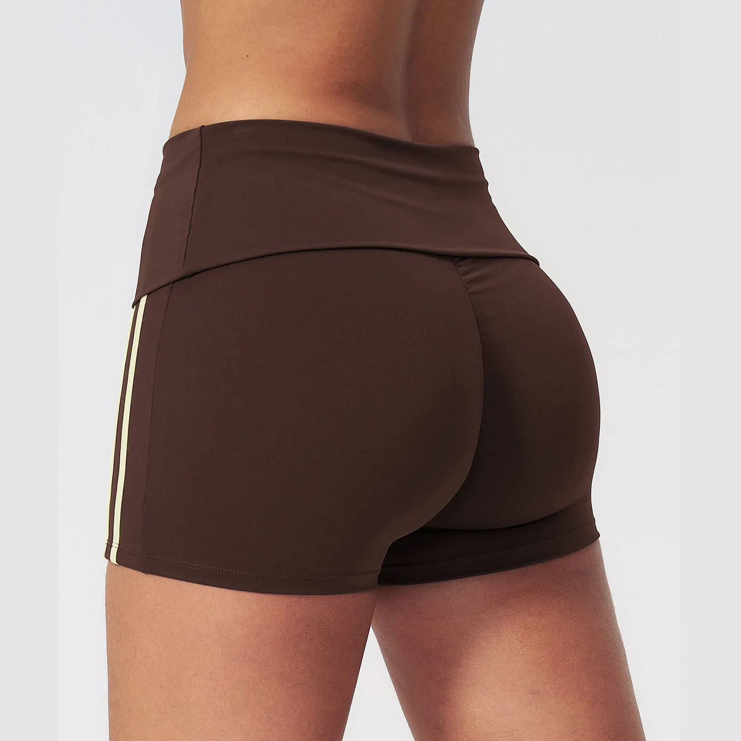 Contrast Color Yoga Shorts 2026 Quick Dry High Folded Waist Gym Sports Tights Hip Lifting Workout Fitness Cycling Runnung Shorts