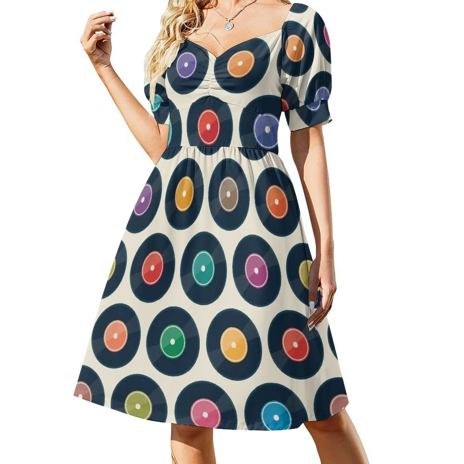 

Vinyl Record Collection Short Sleeved Dress dress for woman Dress