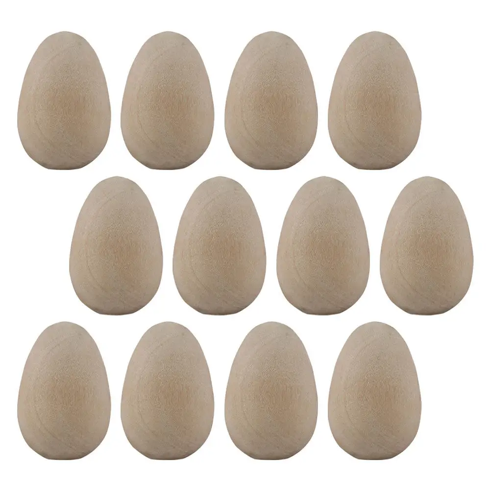 

12Pcs DIY Bird Egg Wooden Ornaments Unfinished Smooth Surface Hand Painted Craft Supplies for Kids Painting and Decorating