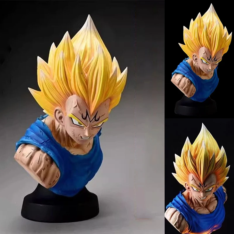 

40cm Anime Dragon Ball Z Figure GK Super Saiyan Enchantment Vegeta Bust Bust Action Figure PVC Desktop Model Ornaments Toys