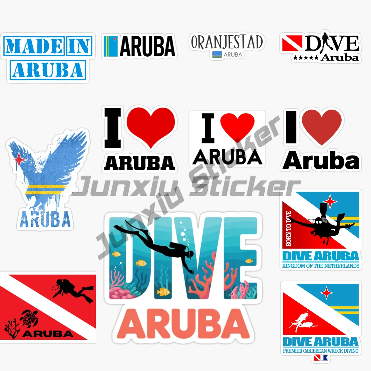 

ARUBA DIVE Netherlands Island Flag National Emblem Located in The Caribbean Car Sticker Fashion Motorcycle Car Style Protective