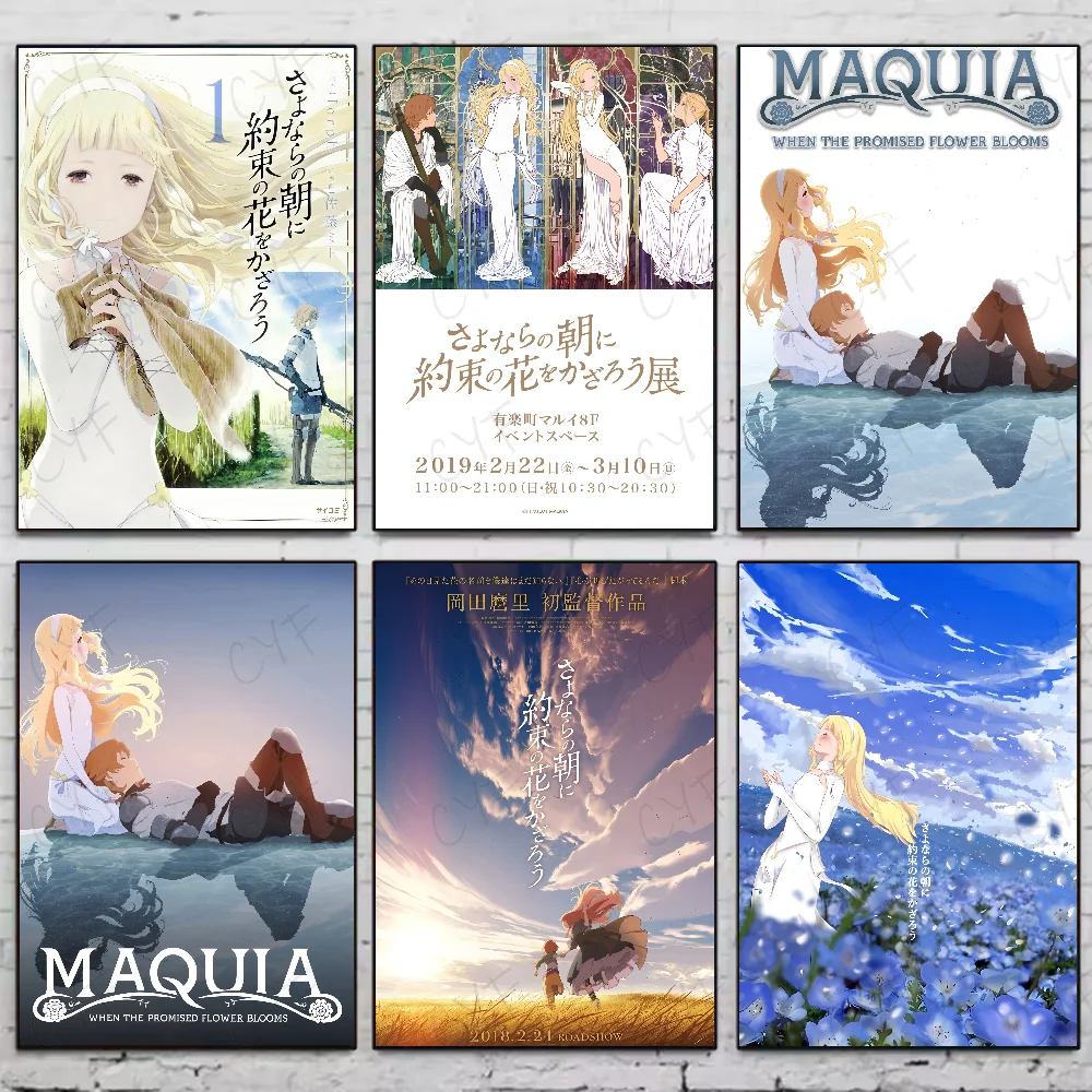 

M-Maquia When Promised Flower Blooms Poster Home Living Bed Room Bar Hallway Sticky Wall Art Printing Waterproof Aesthetic Decor