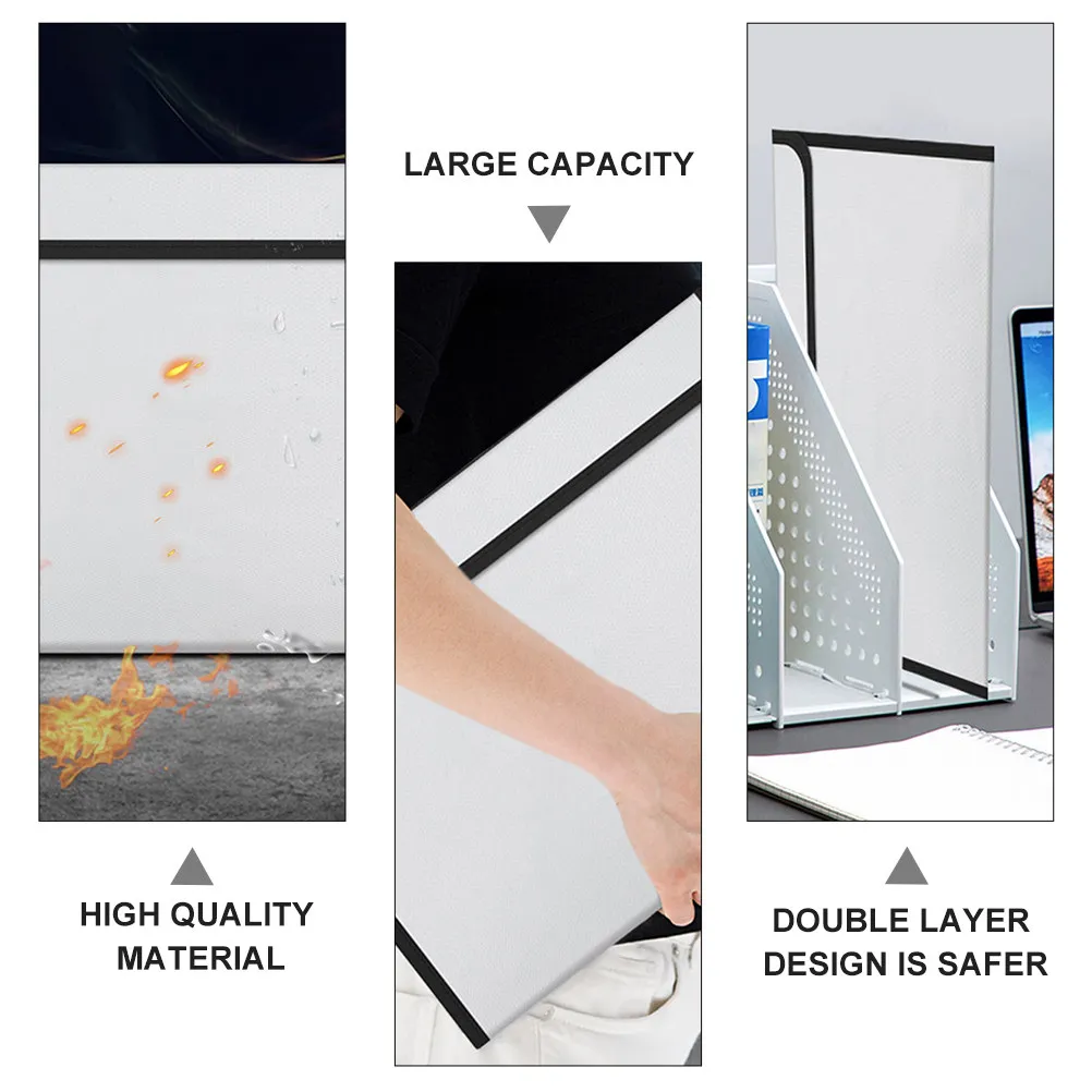 

Fireproof Waterproof Documents Bag Double Layer Large Capacity Safe File Storage Bag for Office Passport Certificate Money