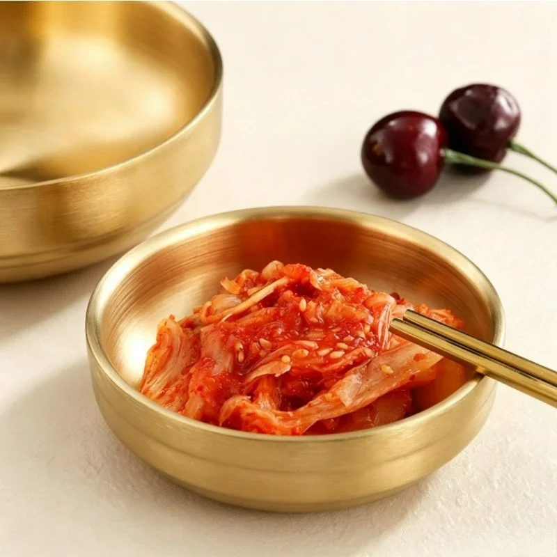 Double-Deck Mini Stainless Steel Sauce Dish, Round Appetizer Plates, Sushi Dipping Pinch Bowls, Salad Dressing Plates