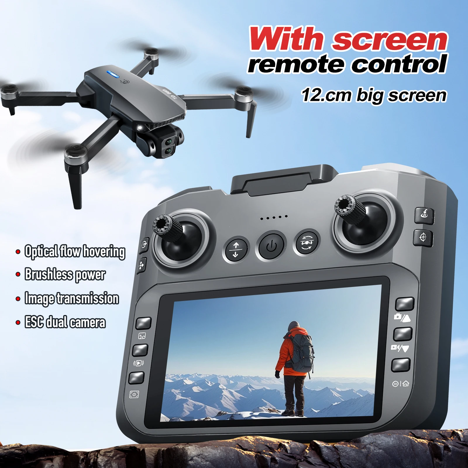 Foldable 8K Dual-Camera HD E88 Pro New Upgraded Dron RC Quadcopter Screen with Aerial Photography Drone Toy Gifts for Boys Kids.