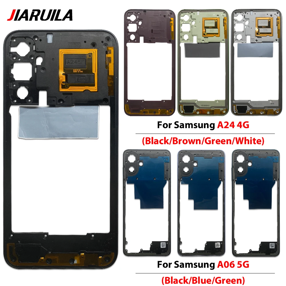 New For Samsung A06 5G A16 5G A24 4G Middle Frame Housing Frame Panel Rear Housing Case Panel Replacement Part