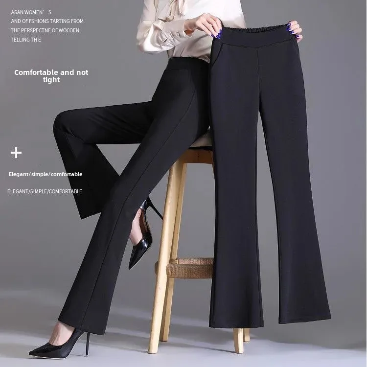 Pantalones informales a la moda para mujer, pantalones largos adelgazantes micro acampanados holgados de estilo coreano, pantalones acampanados informales versátiles
