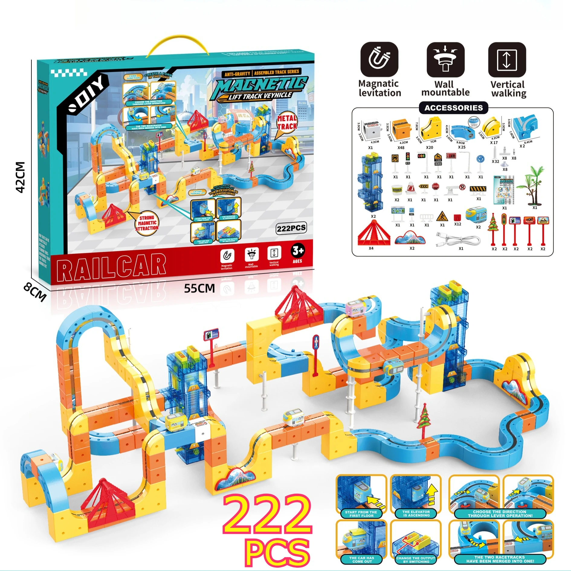 

Sell Well Anti-Gravity Magnetic Train Set for Children Changeable Magic Rail Car Electric Track Toy