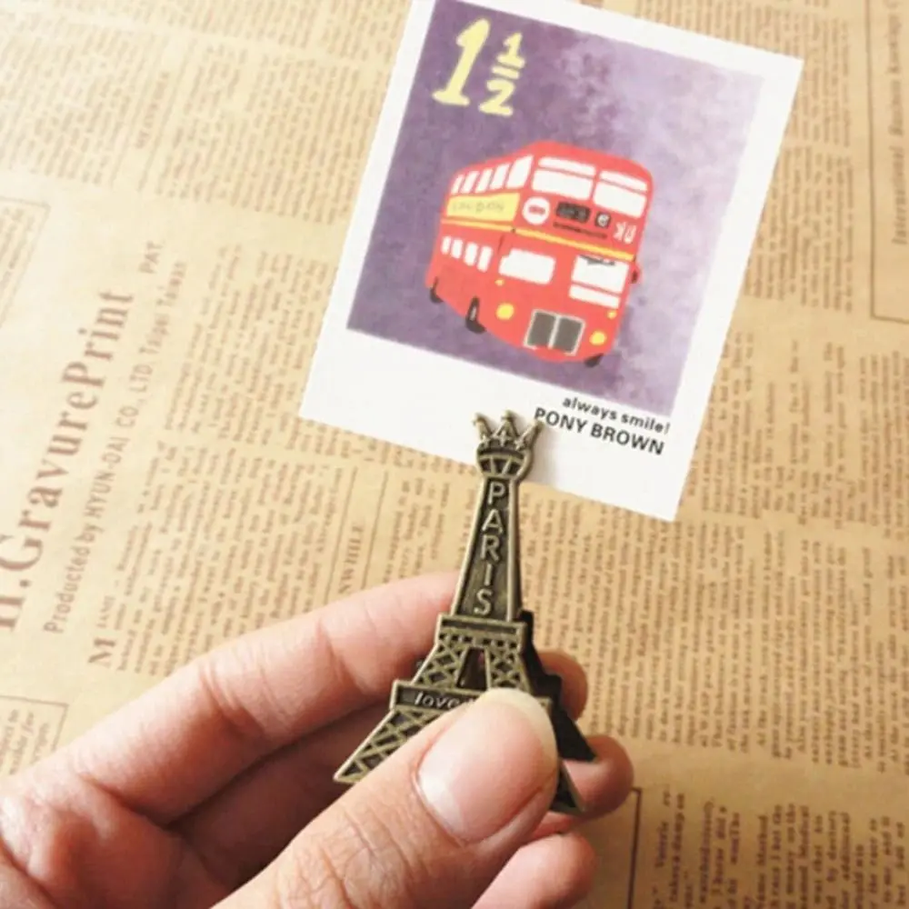 School Wedding Seats Clip Name Card Retro Style Photo Decoration Picture Clip Holder Memo Clip Eiffel Tower Clip Paper Clip