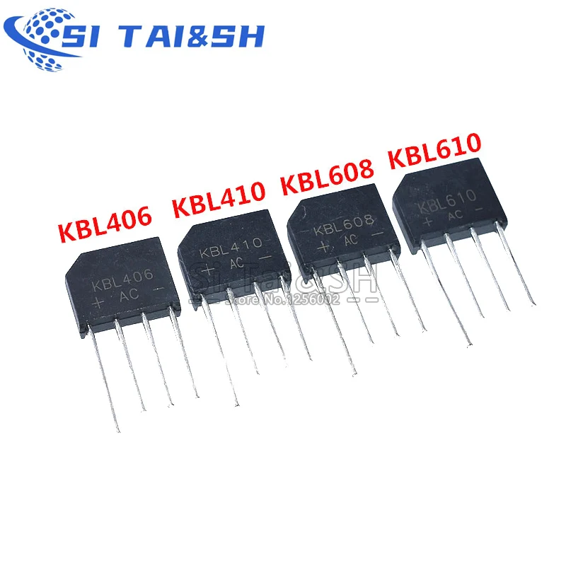 10PCS KBL406 KBL408 KBL410 KBL606 KBL608 KBL610 KBL 406 408 410 606 608 610 Flat Bridge rectifier rectifier bridge