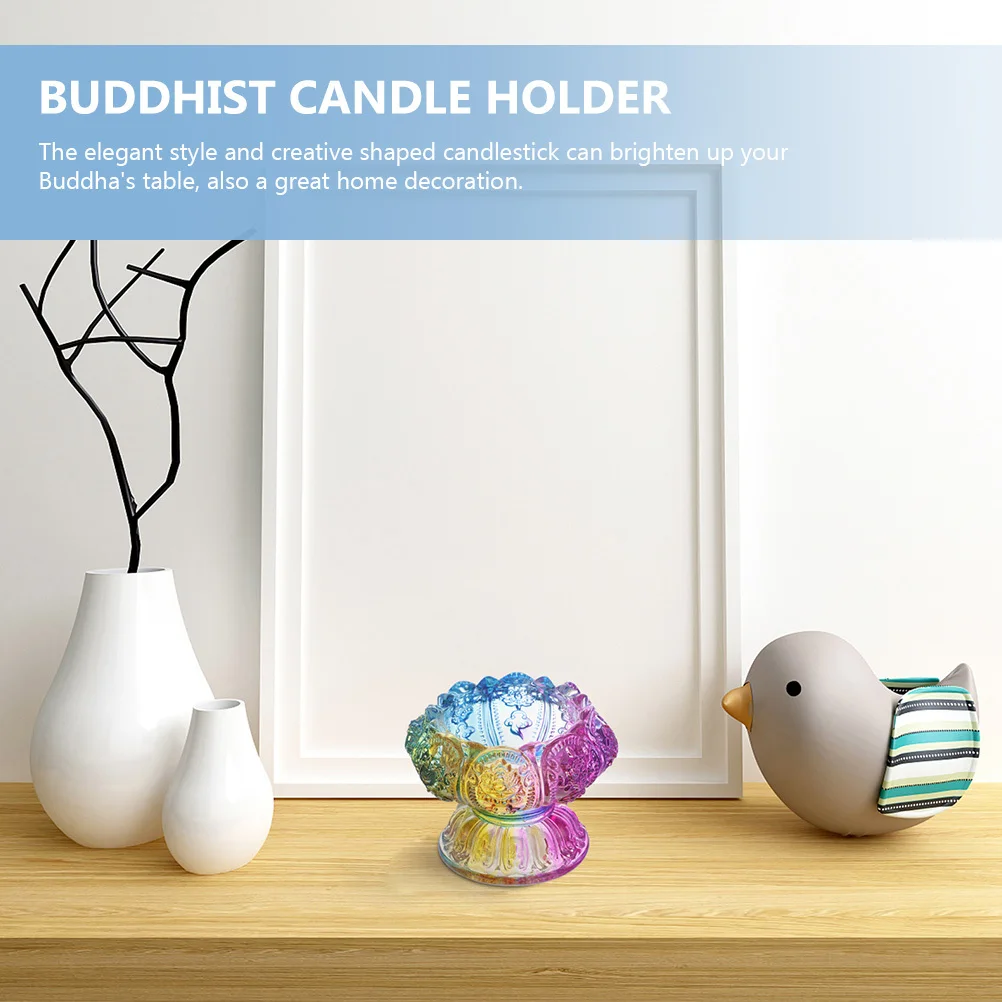 

Exquisite Seven Color Symbols Azure Stone Holder for Desktop Ornament Religious Butter Lamp Base