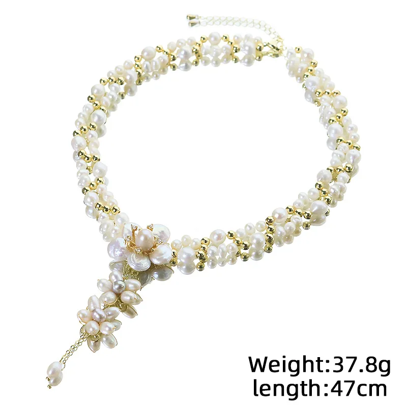 

Natural Pearl Flower Pendant Bead Necklace for Women Charm Choker Versatile Collarbone Chain Jewelry Design Accessories Gifts