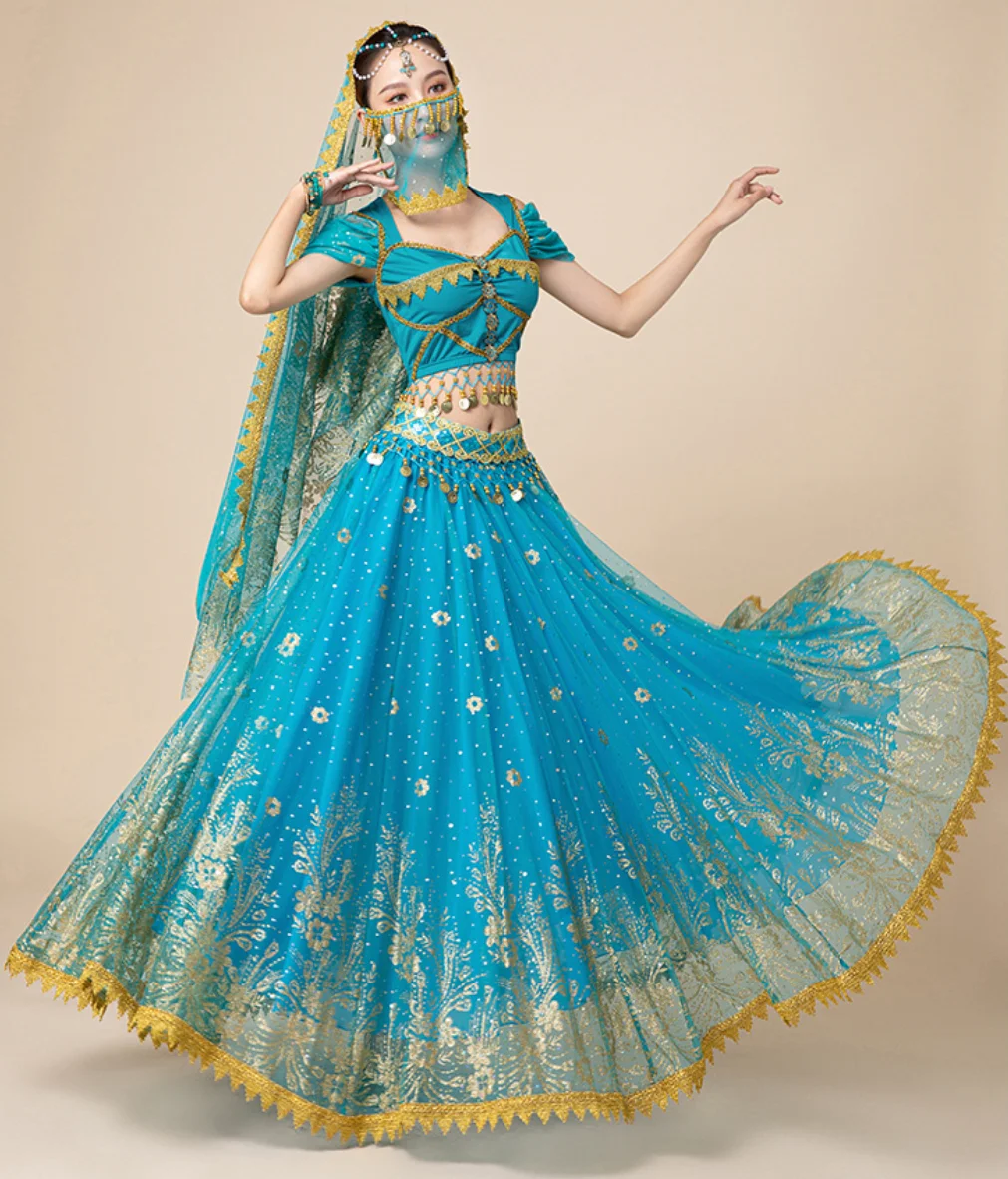 Indian Dance Bollywood Belly Dance Festival Performance Clothes Swing Lengha Long Dress Group Annual Performance Clothing