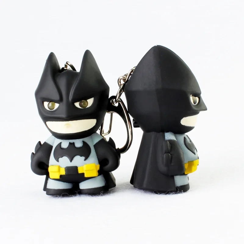 6cm The Dark Knight Rises Figures Eyes Glow Batman Keychain Periphery Q Version Ornaments Decorations Peripherals Gift Toys Game