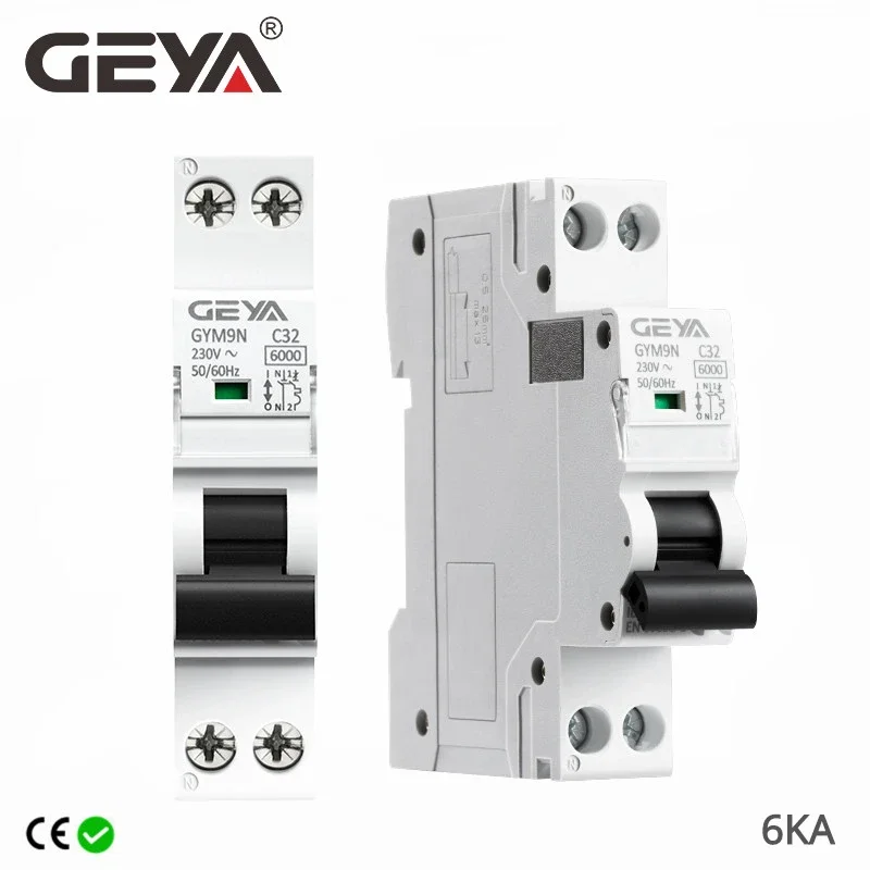 GEYA GYM9N 1P+N MCB DPN 6A 10A 16A 20A 25A 32A 40A 220V AC Mini Circuit Breaker B Curve C Curve