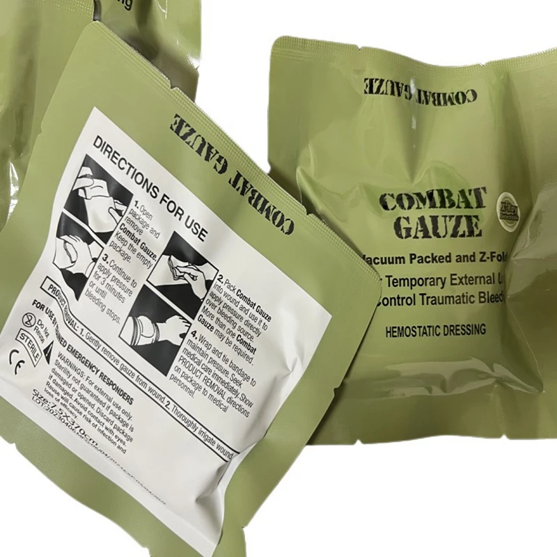 Kaolin Gauze Combat Hemostatic  Emergency Trauma Z-Fold Soluble For Ifak Tactical Military First Aid Kit Medical Wound Dressing