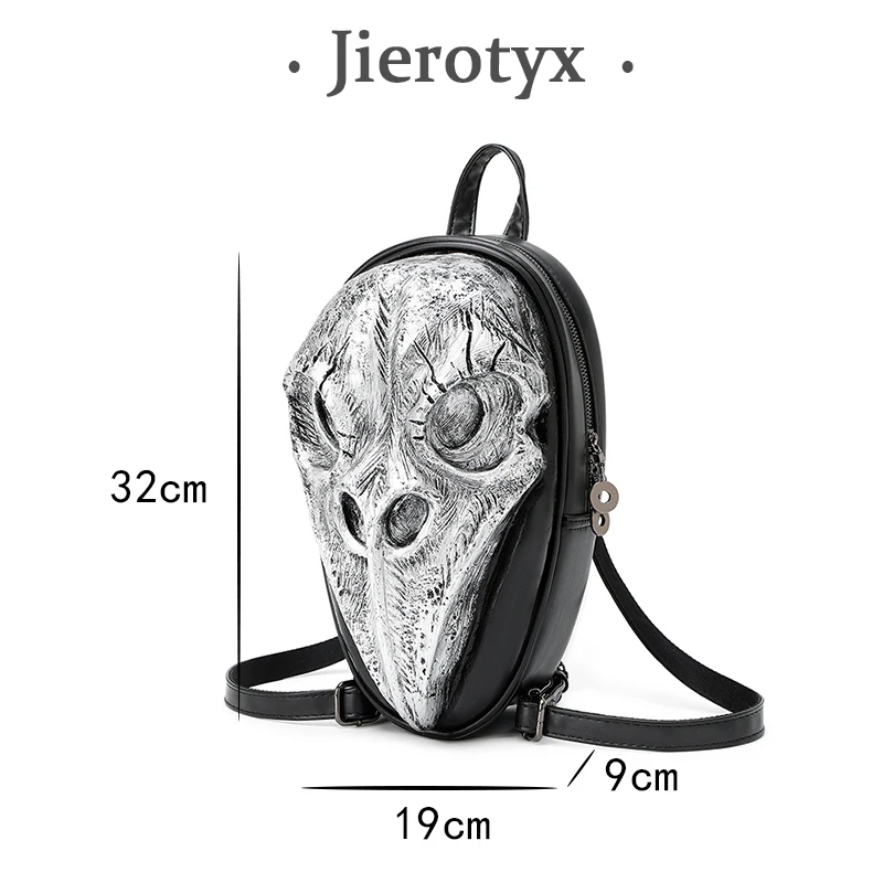 JIEROTYX Gothic Embossed Skull Travel Backpack Women Halloween Gift Shoulder Anti-theft Bag Ipad Pocket Pouch Mochila Girls