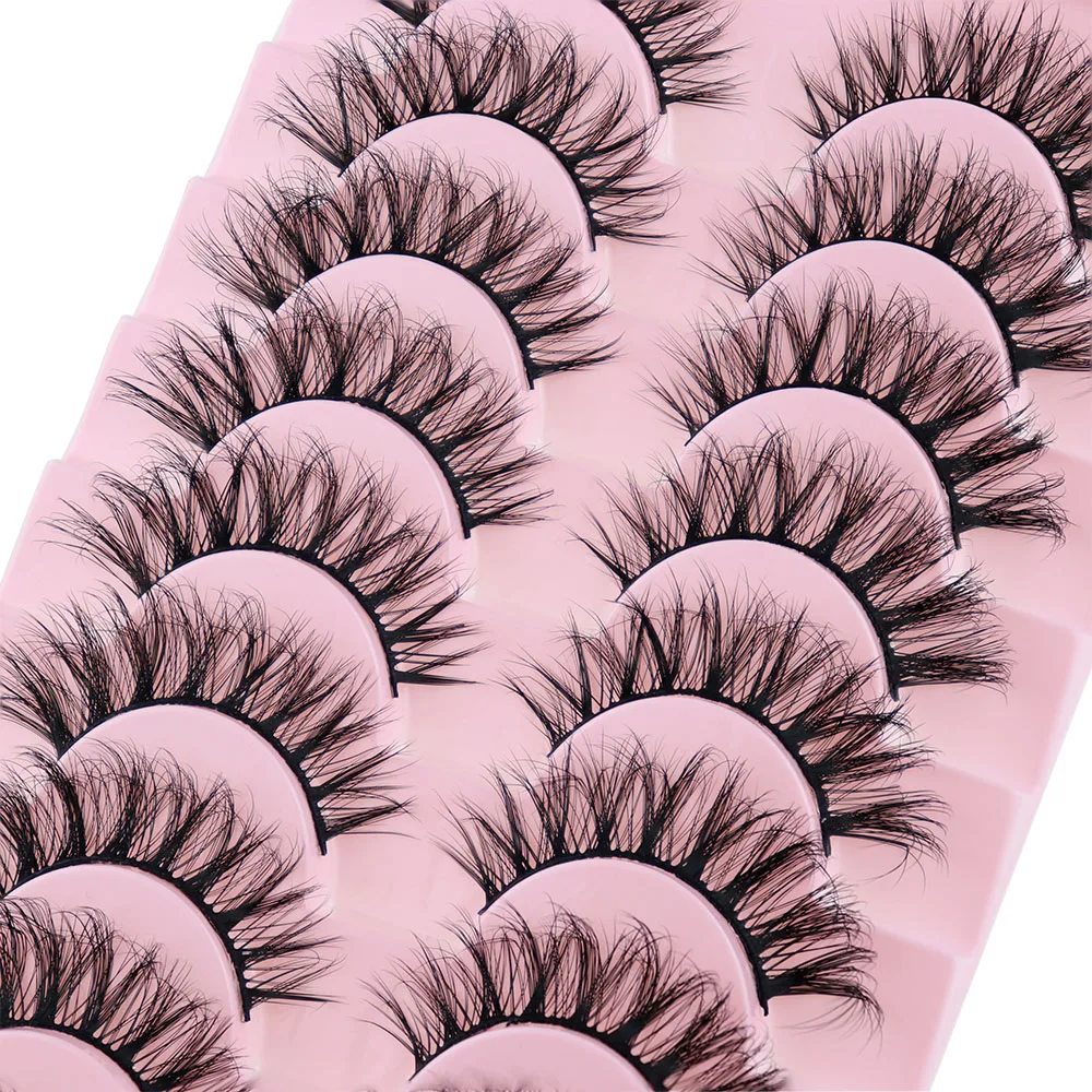 5/10 paia 3D Faux Mink Lashes Fluffy Soft Full Thick Wispy Natural long ciglia finte ciglia ricci ciglia all'ingrosso