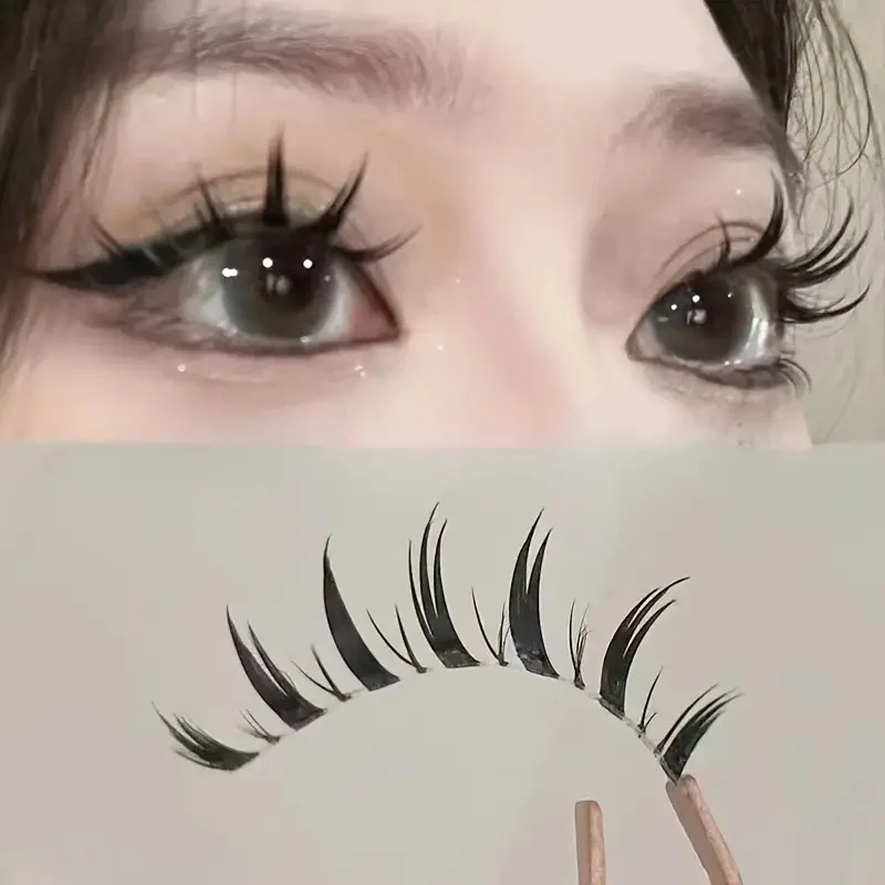 5 paar valse wimpers in manga-stijl met transparante steel, herbruikbare lichtgewicht en slanke valse wimpers geschikt voor rollenspel