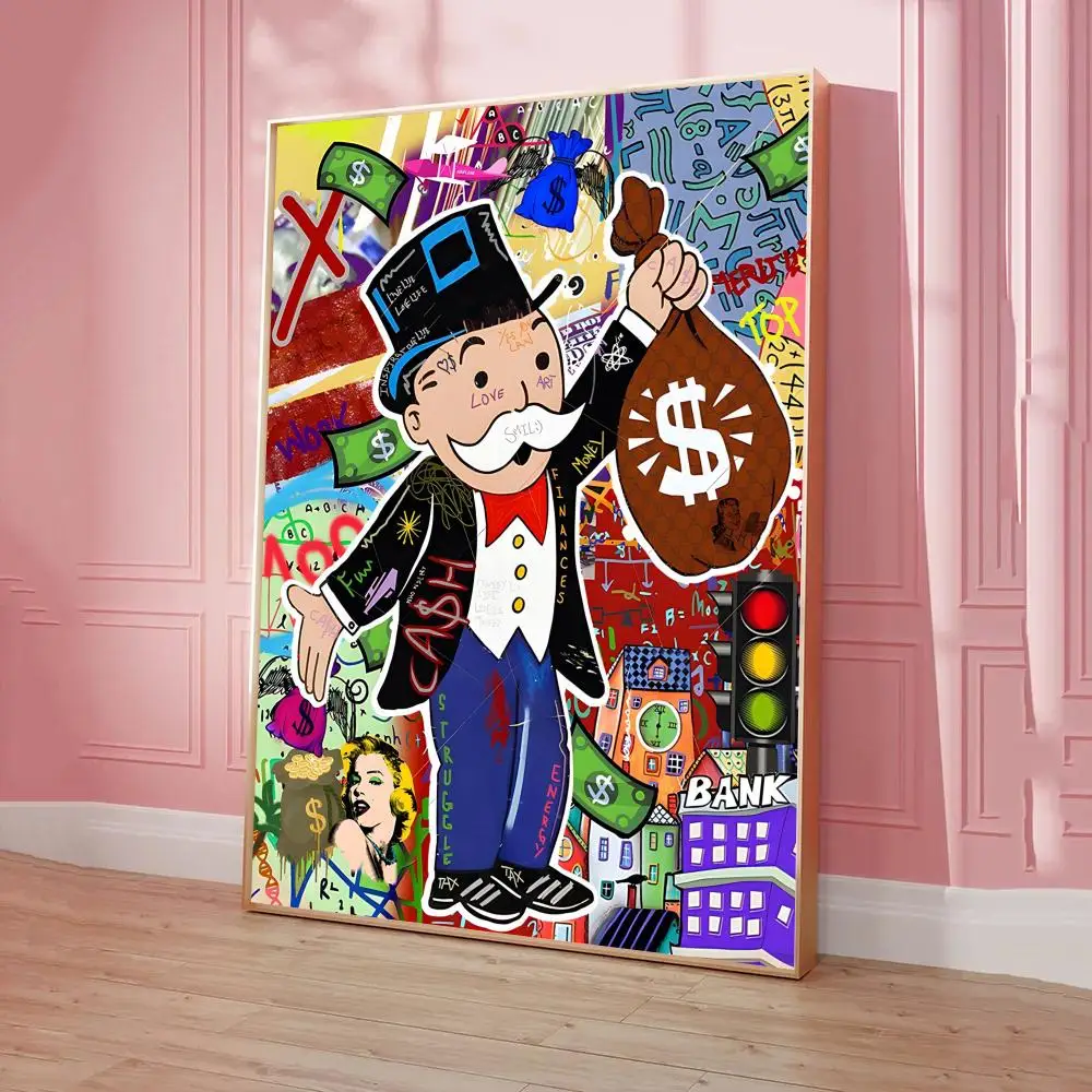 Cartoon Dollar Aalec MonopolyS Poster Sticky Posters Retro Kraft Paper Sticker DIY Room Bar Cafe Aesthetic Art Wall Painting