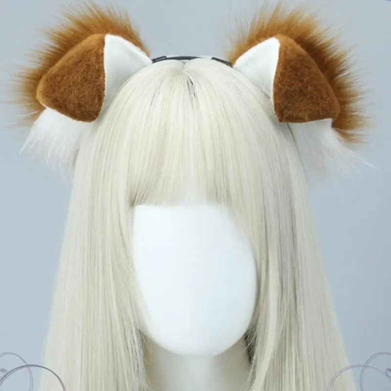 N7YF Plush Dog Orezas caba para cabeça Cosplay Fantas cabeleireiro adereços festa comisshow beco