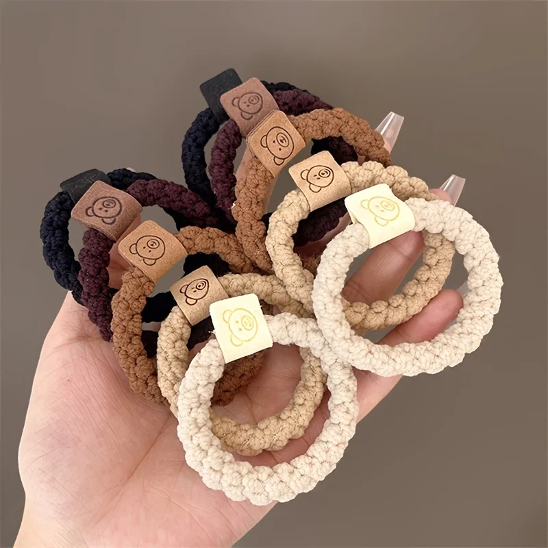 

Five-color Set Plush Pigtails Small Hair Ring Headwear Simple Rubber Band Female Hair Tie High Elasticity Durable Head Rope