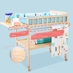 Solid wood multifunctional baby massage touch diaper table practical table mobile rack bassinet