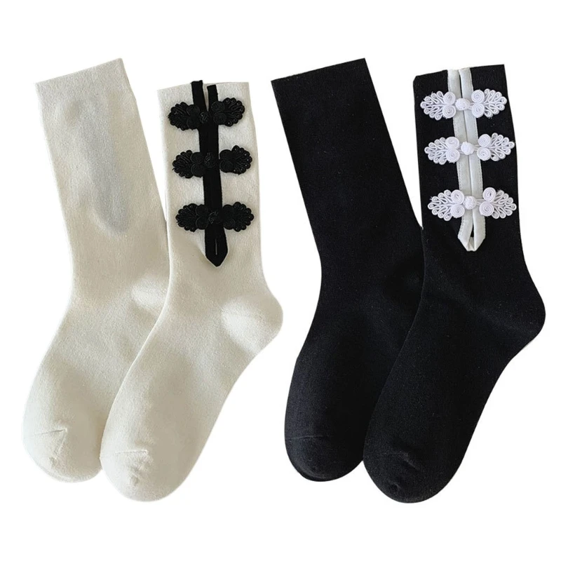 

Classical Chinese Cheongsam Buckle Socks For Girl Cotton Socks Calf Socks